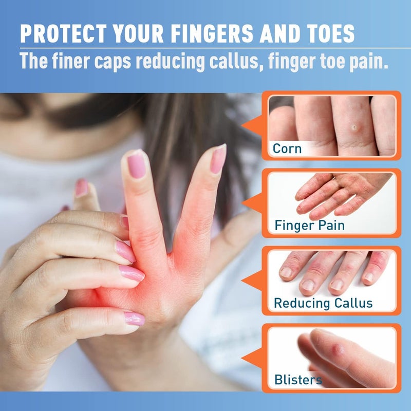 Kimihome 16 PCS Gel Finger Sleeve Protectors, Silicone Finger Sleeve Cushions and Protects, Provide Relief for Finger Cracking, Corns, Blisters and Calluses Protect (8PCS Large Size + 8PCS Medium). - Image 4